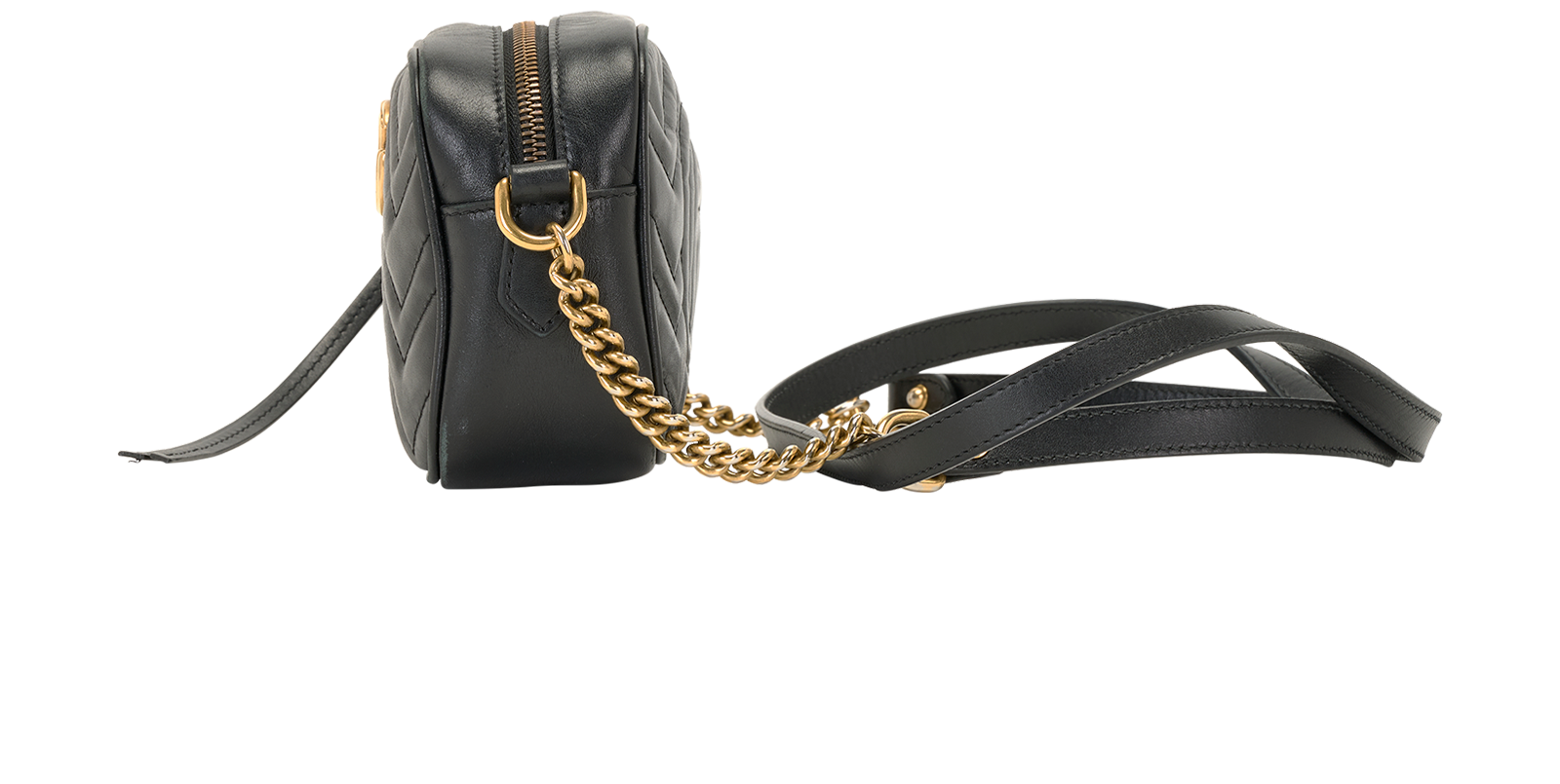 Marmont Camera Bag, &pound;695, Handbags, Black, Leather, Bottom view